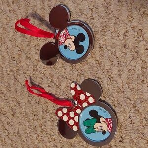 Minnie mouse and mickey mouse photo ornament set